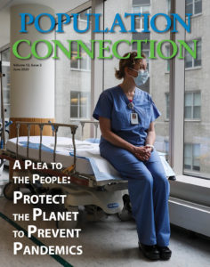 cover of June 2020 magazine; medical provider sits on hospital bed looking out window