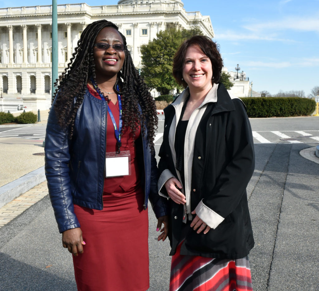 Melvine Ouyo and Stacie Murphy, Population Connection Director of Congressional Relations, before meeting with members of Congress during Capitol Hill Days in 2018