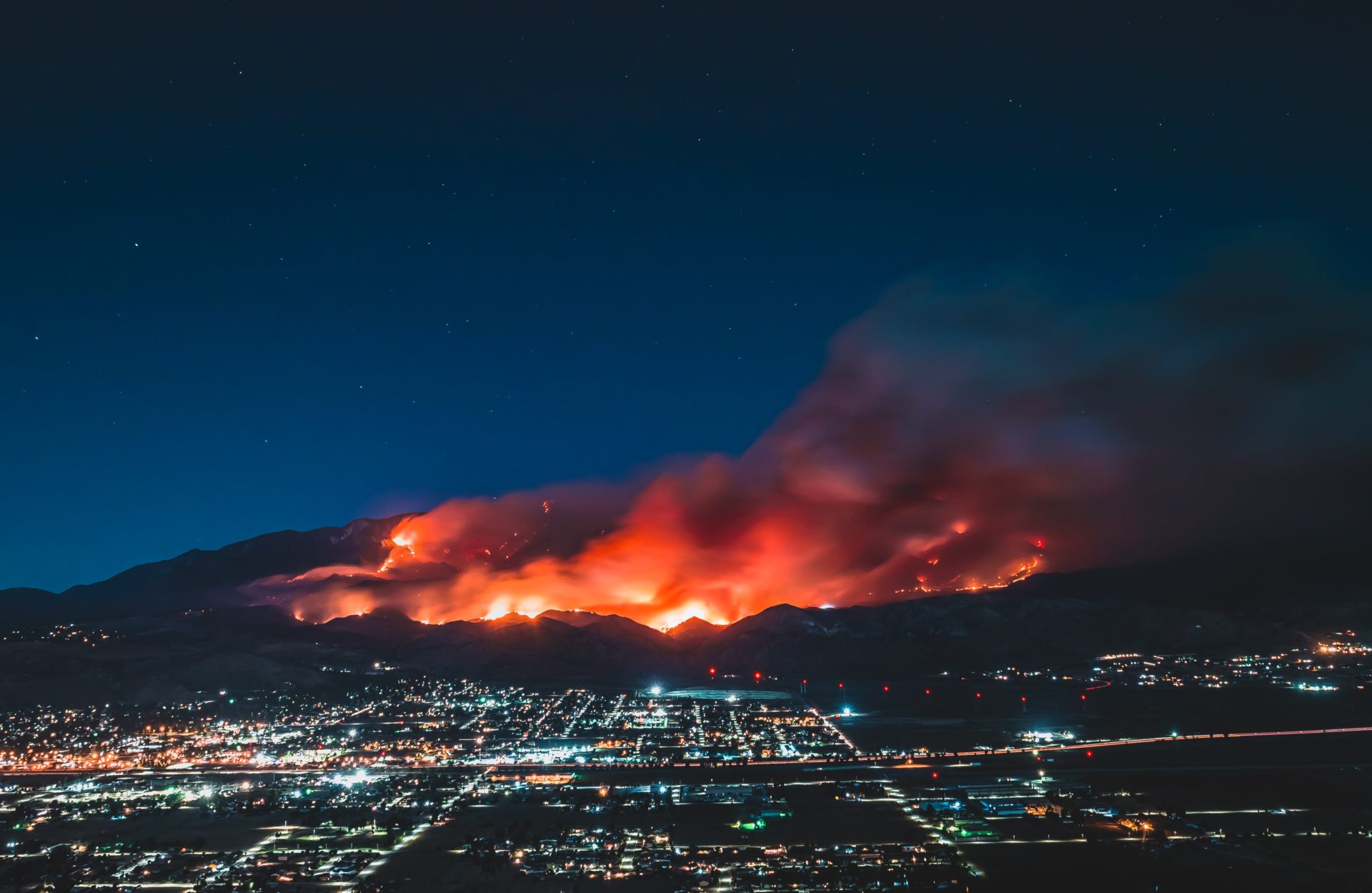 Aerial photo of Los Angeles and Orange County Fires, 2020. Levan Badzgaradze AiByat, Unsplash