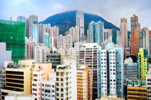 Hong Kong, China, is the 8th most densely populated city in the world. The city has 7.6 million residents with 68,400 people per square mile in 2021. Adobe Photos