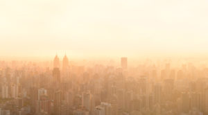 Panoramic View Of Shanghai Cityscape At Sunset