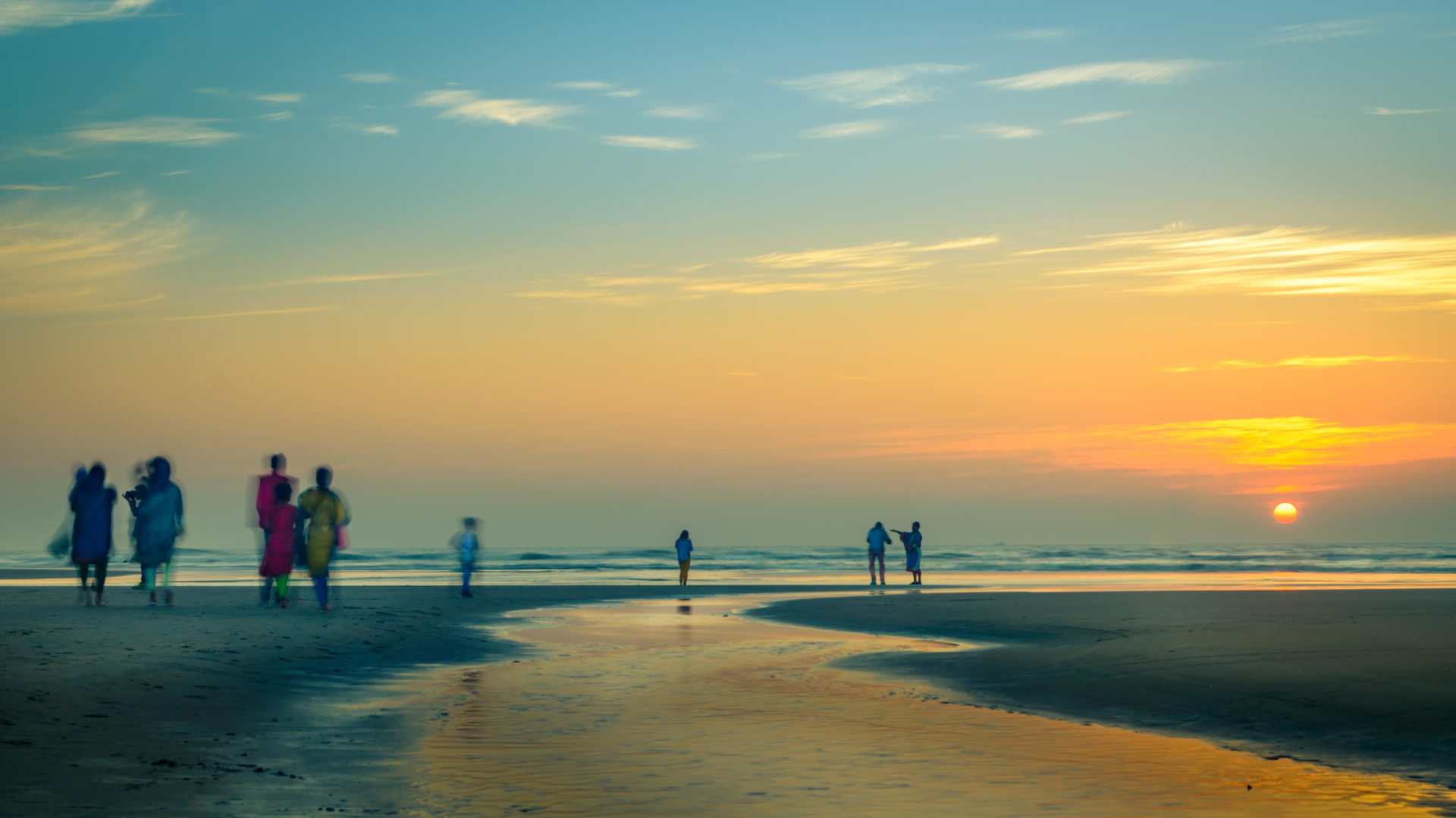 People Walking Towards Sunset, Bangladesh