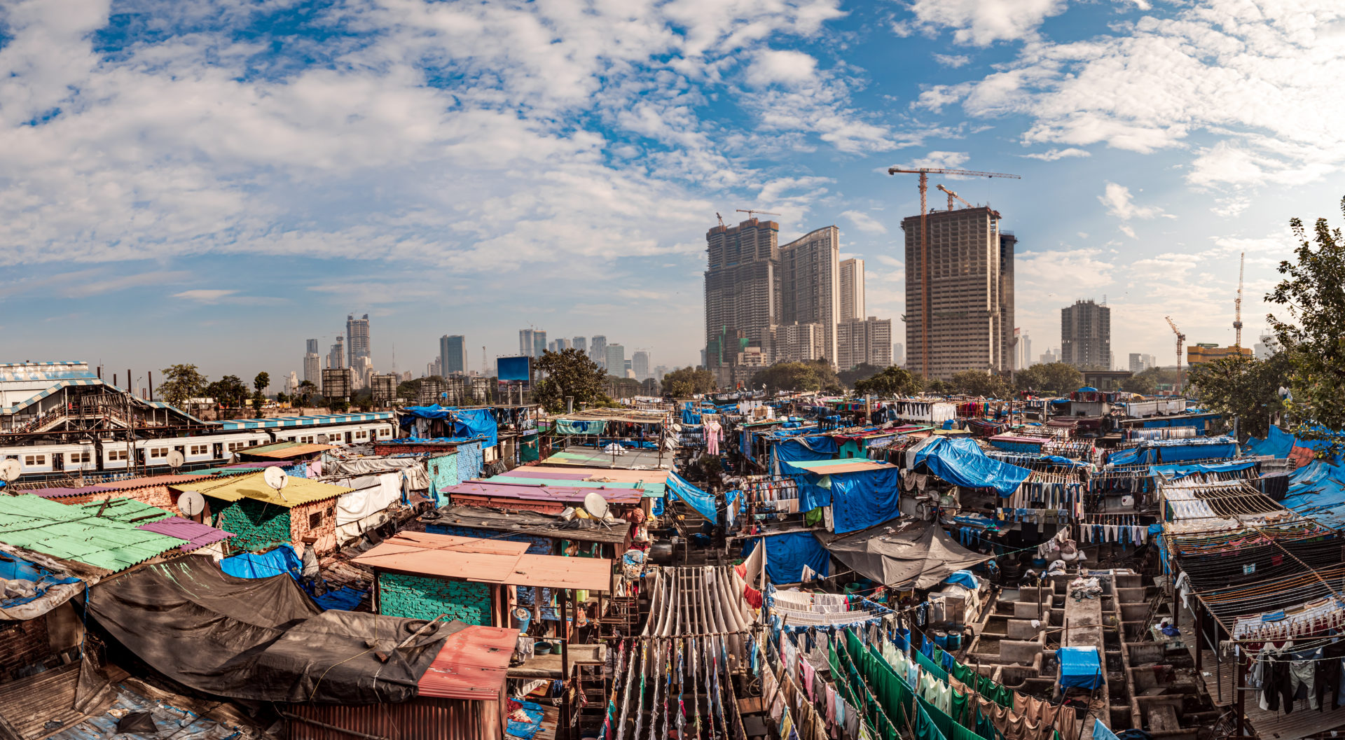 View Of Mumbai Skyline Over Slums In Bandra Suburb