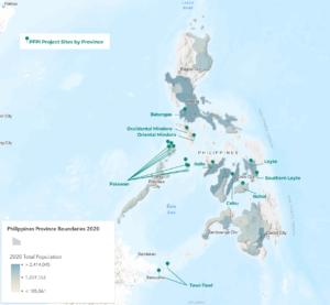 POPULATION BY PROVINCE IN THE PHILIPPINES AND PFPI PROJECT SITES, 2020