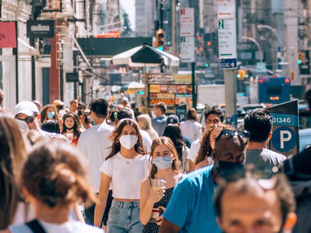 Masked crowd