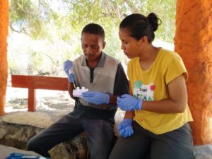 Lemur Love rangers look at sample collected