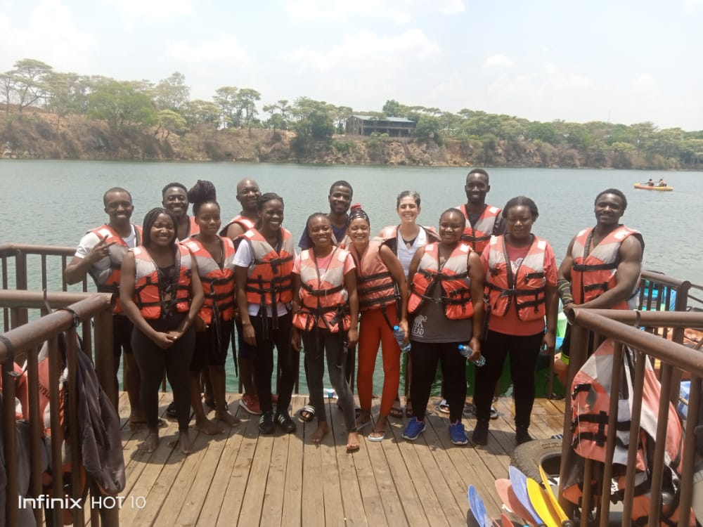 Julie-Anne and the local team during a team building event along the Kafue River.