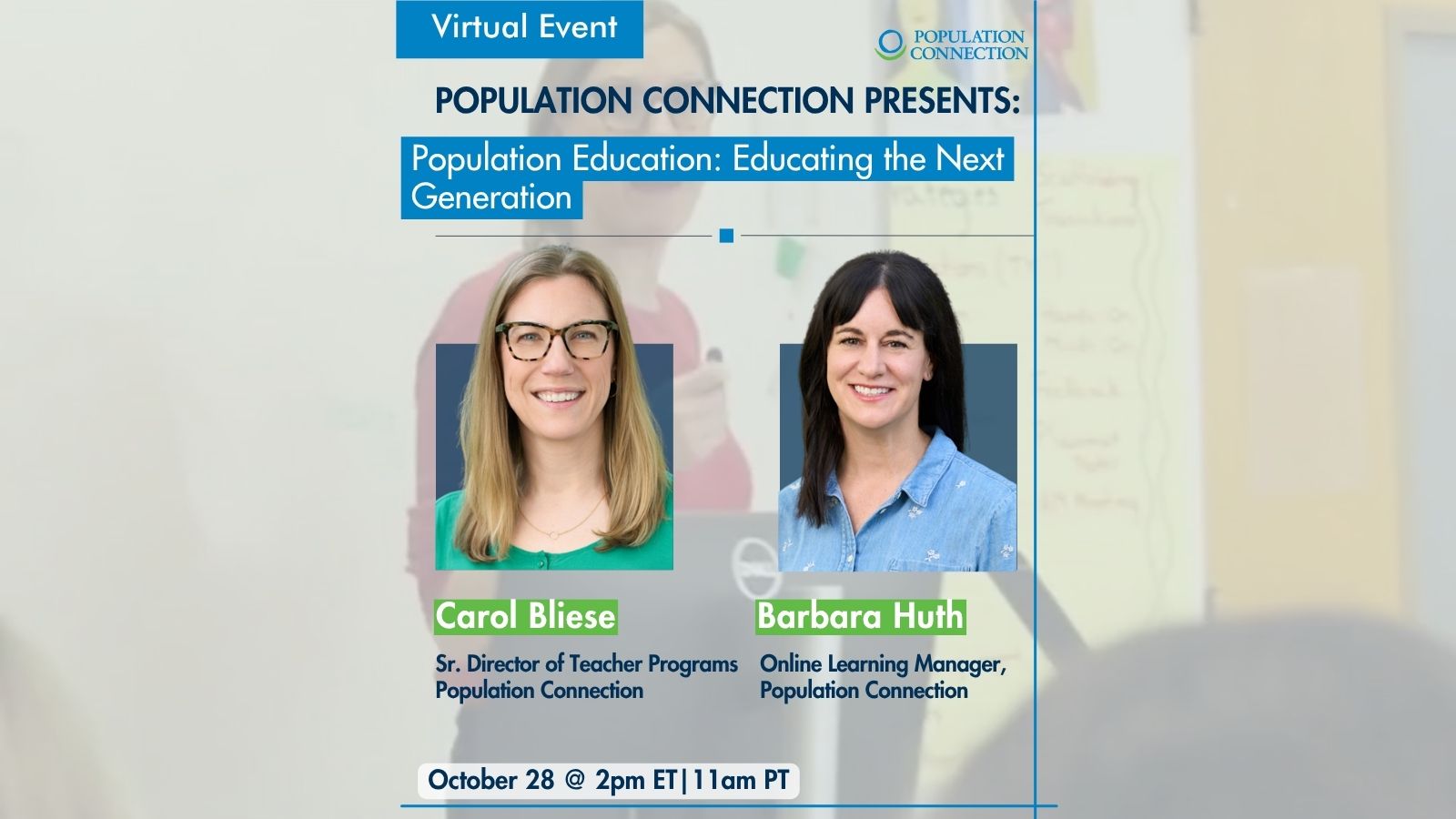 Promotional graphic from webinar with Population Education