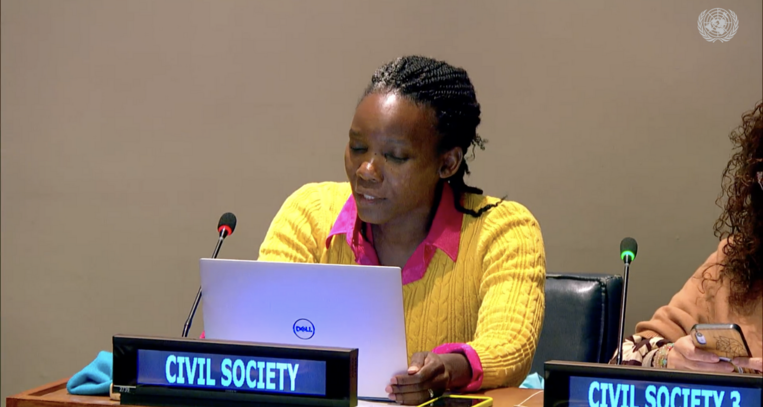 Florence Blondel giving an oral statement on behalf of Population Connection at CPD58.