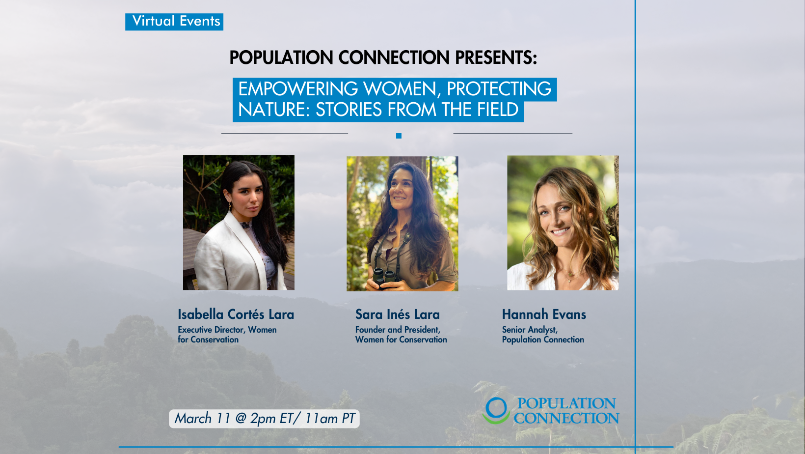 Promo image for International Women's Day event with Women for Conservation