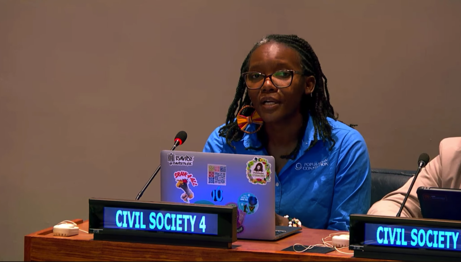 Florence presenting our oral statement at CPD59