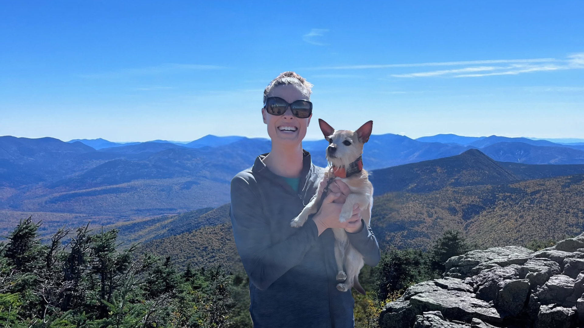 Marian with her dog, childfree