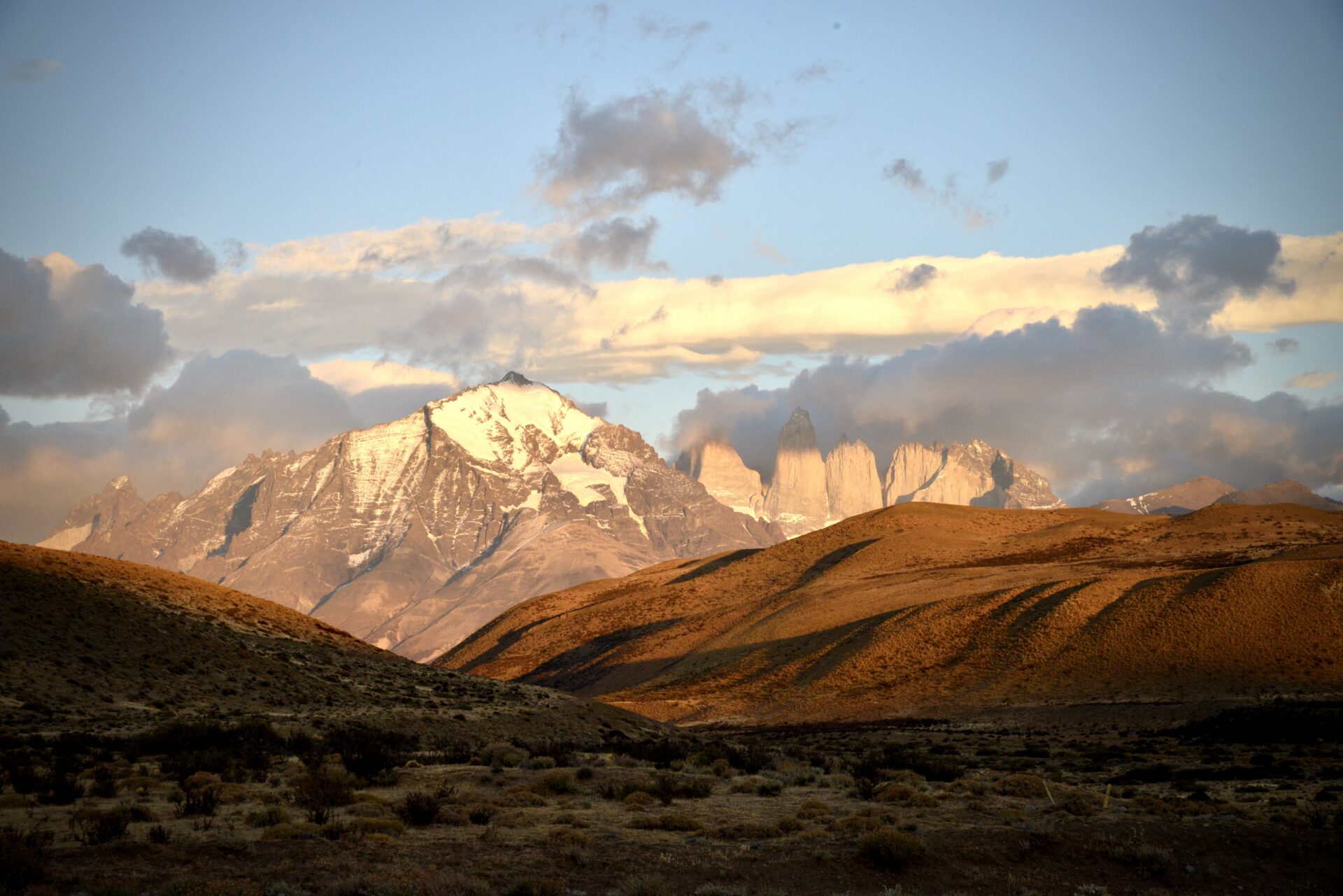 The three granite peaks of the Paine Range, for which Torres Del Paine National Park is named. Submitted by: Jeanie Cole
