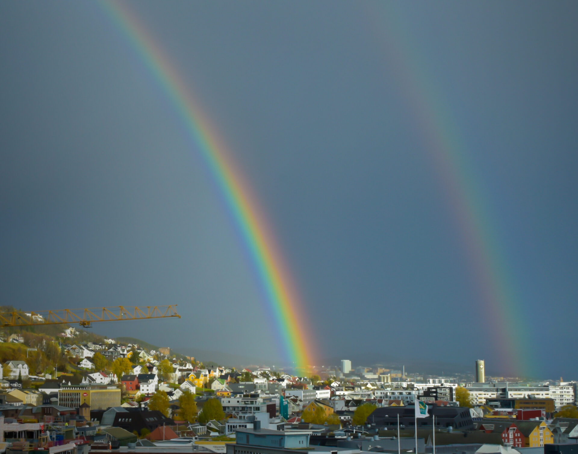 After a morning rain, a big rainbow appeared over Tromso, Norway above the Arctic Circle. Submitted By: Karl Leck