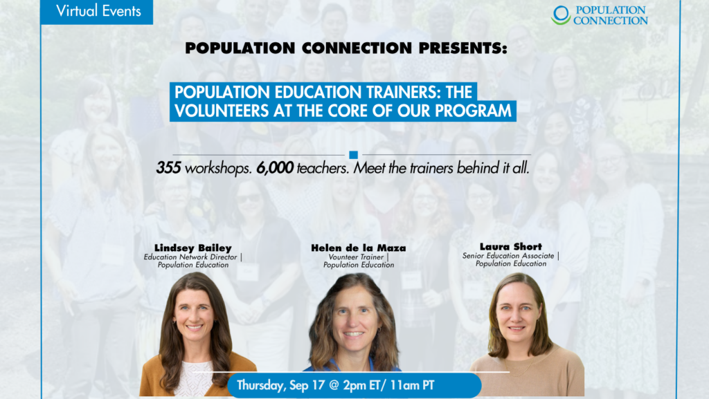 Promo image of online webinar with Population Education.